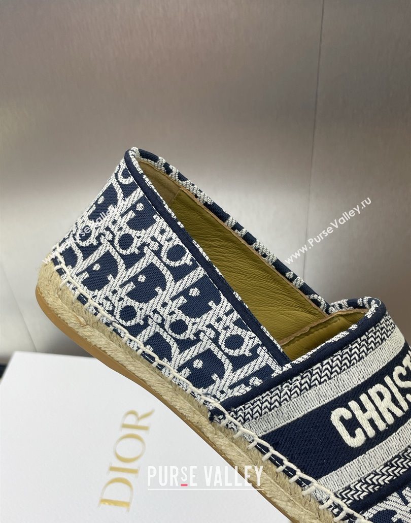 Dior Granville Espadrilles Flat in Oblique Embroidered Cotton Navy Blue 2025 0605 (JC-250605038)