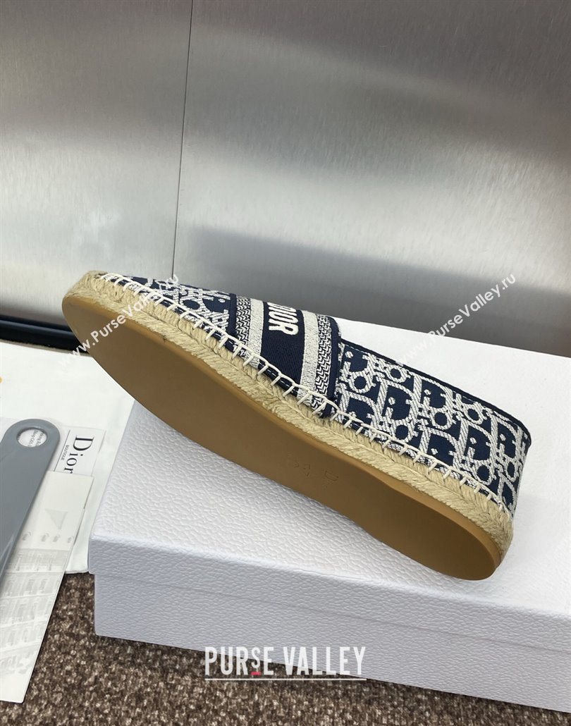 Dior Granville Espadrilles Flat in Oblique Embroidered Cotton Navy Blue 2025 0605 (JC-250605038)