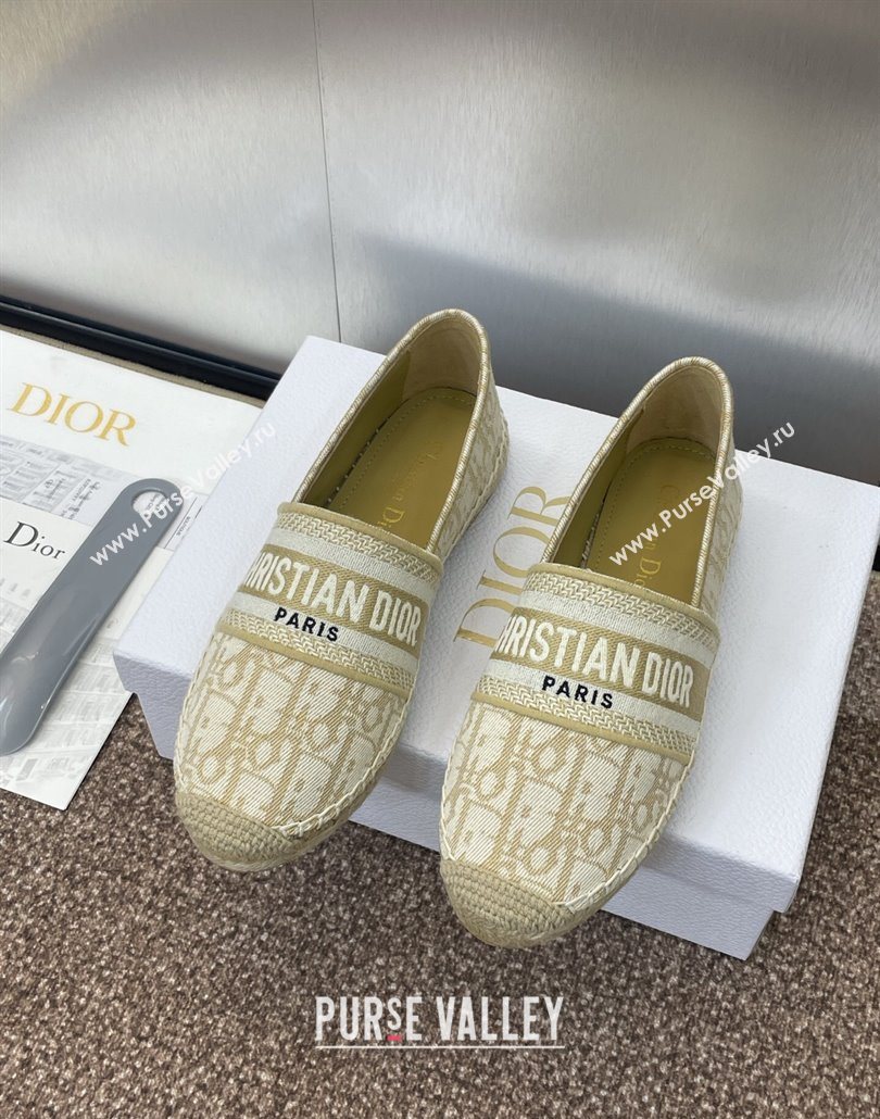 Dior Granville Espadrilles Flat in Oblique Embroidered Cotton Beige 2025 0605 (JC-250605039)