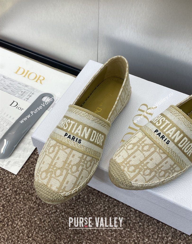 Dior Granville Espadrilles Flat in Oblique Embroidered Cotton Beige 2025 0605 (JC-250605039)