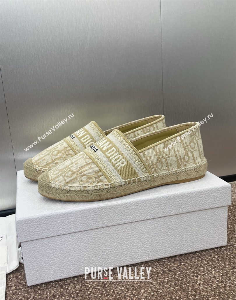 Dior Granville Espadrilles Flat in Oblique Embroidered Cotton Beige 2025 0605 (JC-250605039)