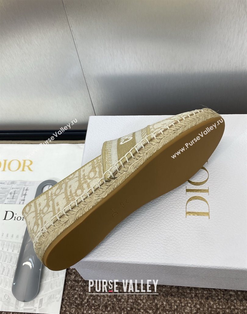 Dior Granville Espadrilles Flat in Oblique Embroidered Cotton Beige 2025 0605 (JC-250605039)