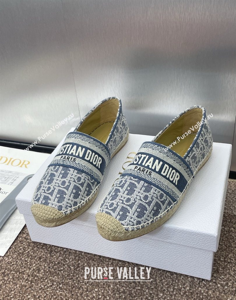 Dior Granville Espadrilles Flat in Oblique Embroidered Denim Blue 2025 0605 (JC-250605040)