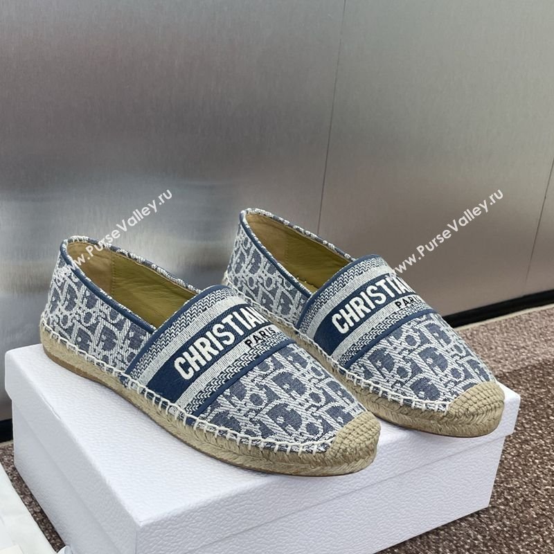 Dior Granville Espadrilles Flat in Oblique Embroidered Denim Blue 2025 0605 (JC-250605040)