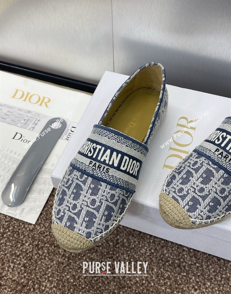 Dior Granville Espadrilles Flat in Oblique Embroidered Denim Blue 2025 0605 (JC-250605040)