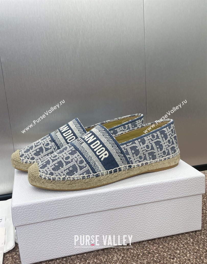 Dior Granville Espadrilles Flat in Oblique Embroidered Denim Blue 2025 0605 (JC-250605040)