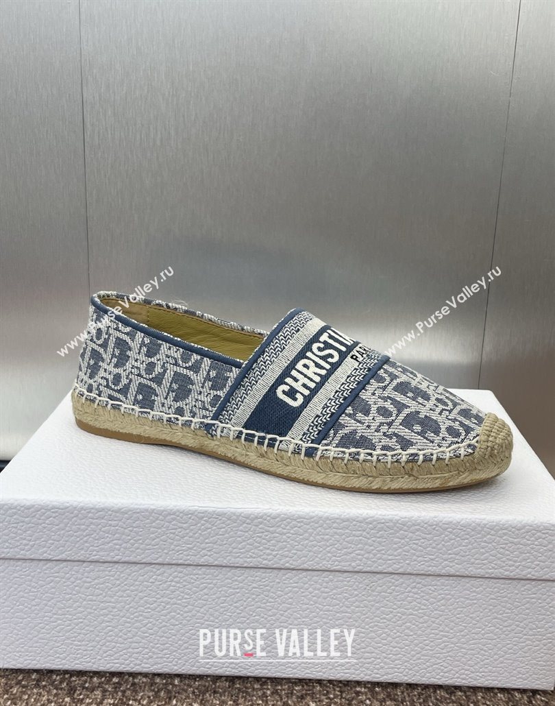Dior Granville Espadrilles Flat in Oblique Embroidered Denim Blue 2025 0605 (JC-250605040)