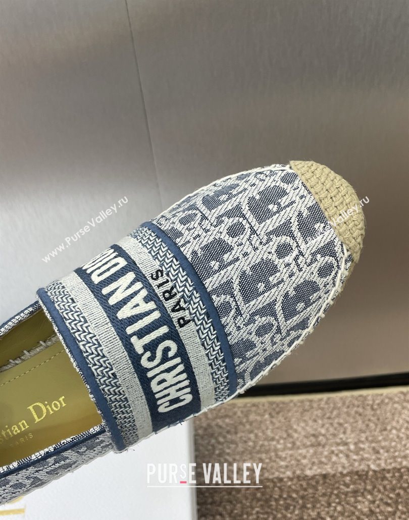 Dior Granville Espadrilles Flat in Oblique Embroidered Denim Blue 2025 0605 (JC-250605040)