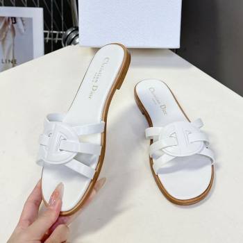 Dior D-Club Flat Slides Sandal in Calfskin Leather White 2025 (MD-250605052)