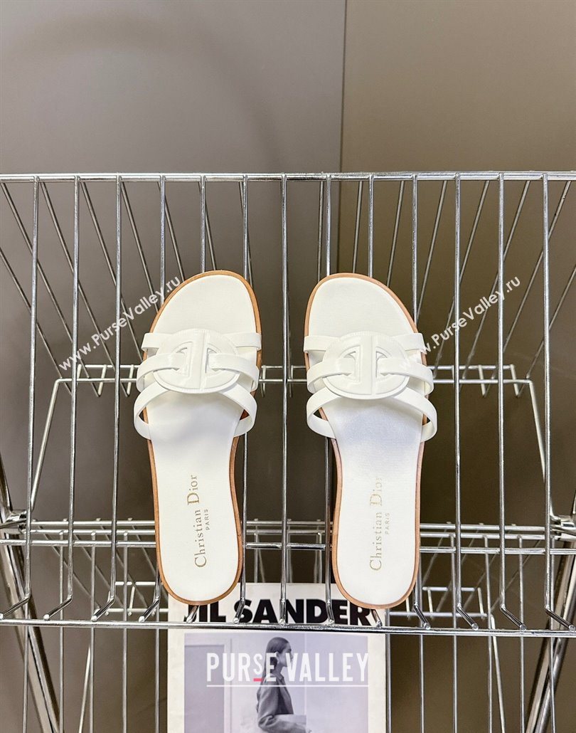 Dior D-Club Flat Slides Sandal in Calfskin Leather White 2025 (MD-250605052)