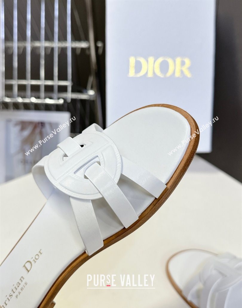 Dior D-Club Flat Slides Sandal in Calfskin Leather White 2025 (MD-250605052)