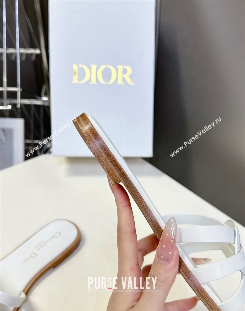 Dior D-Club Flat Slides Sandal in Calfskin Leather White 2025 (MD-250605052)