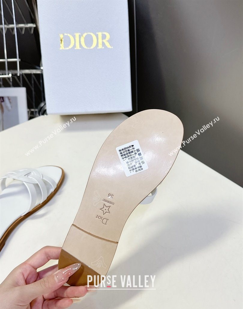 Dior D-Club Flat Slides Sandal in Calfskin Leather White 2025 (MD-250605052)