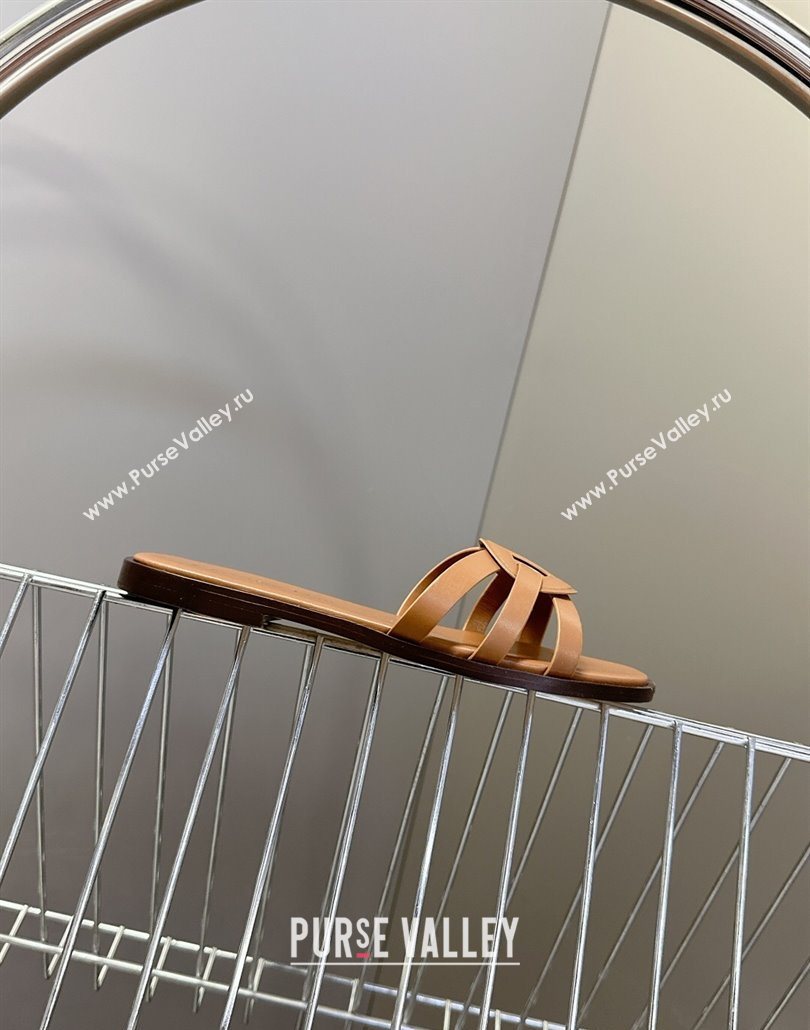 Dior D-Club Flat Slides Sandal in Calfskin Leather Brown 2025 (MD-250605053)