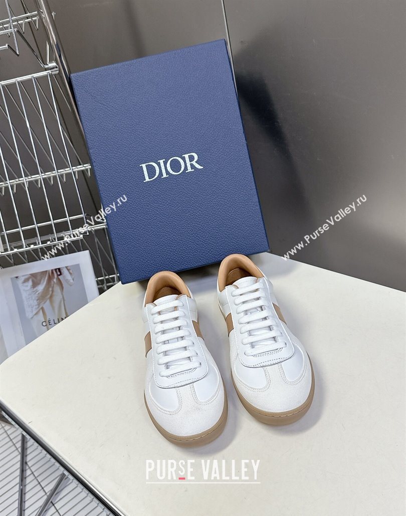 Dior B01 Matchpoint Sneakers in Calfskin and Suede Cognac Brown/White 2025 (HQG-250605035)