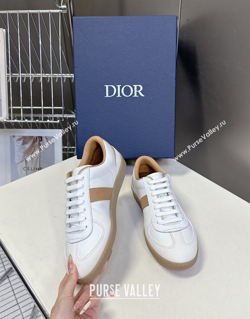 Dior B01 Matchpoint Sneakers in Calfskin and Suede Cognac Brown/White 2025 (HQG-250605035)