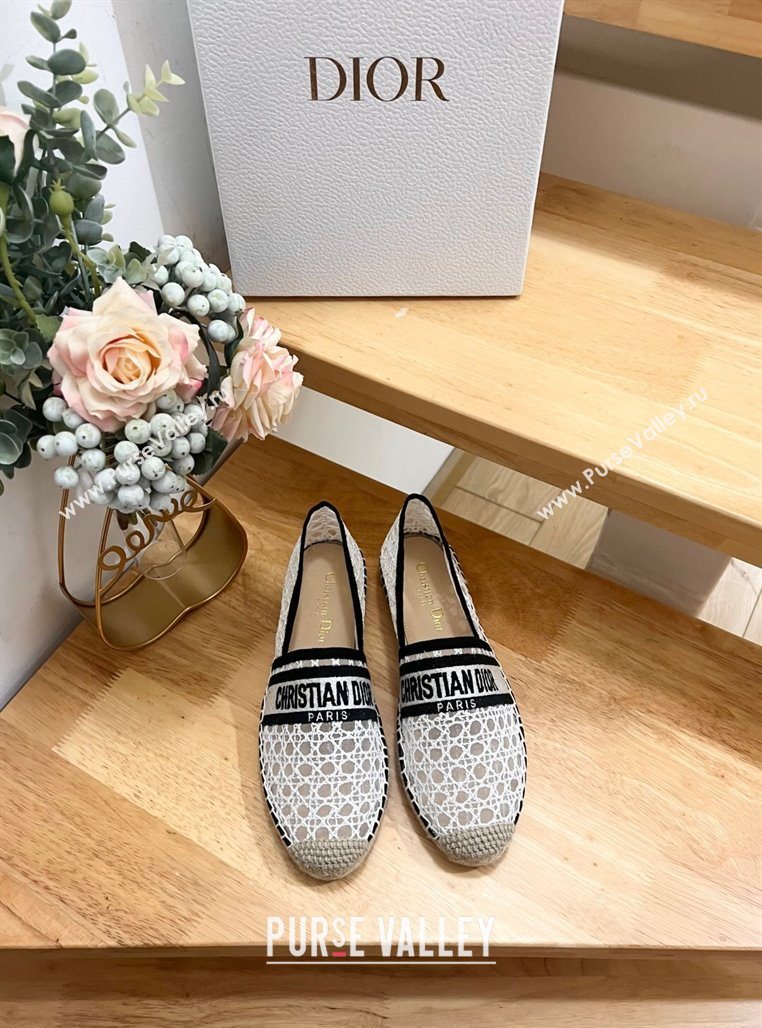Dior Granville Espadrilles Flat in Cannage Mesh White 2025 0605 (MD-250605042)
