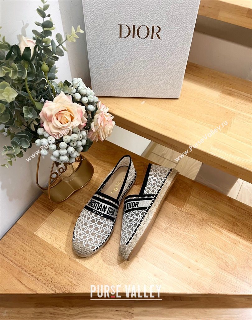 Dior Granville Espadrilles Flat in Cannage Mesh White 2025 0605 (MD-250605042)
