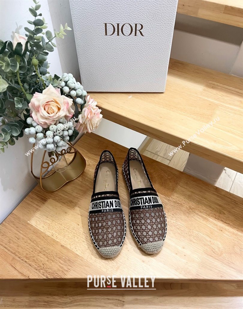 Dior Granville Espadrilles Flat in Cannage Mesh Brown 2025 0605 (MD-250605043)