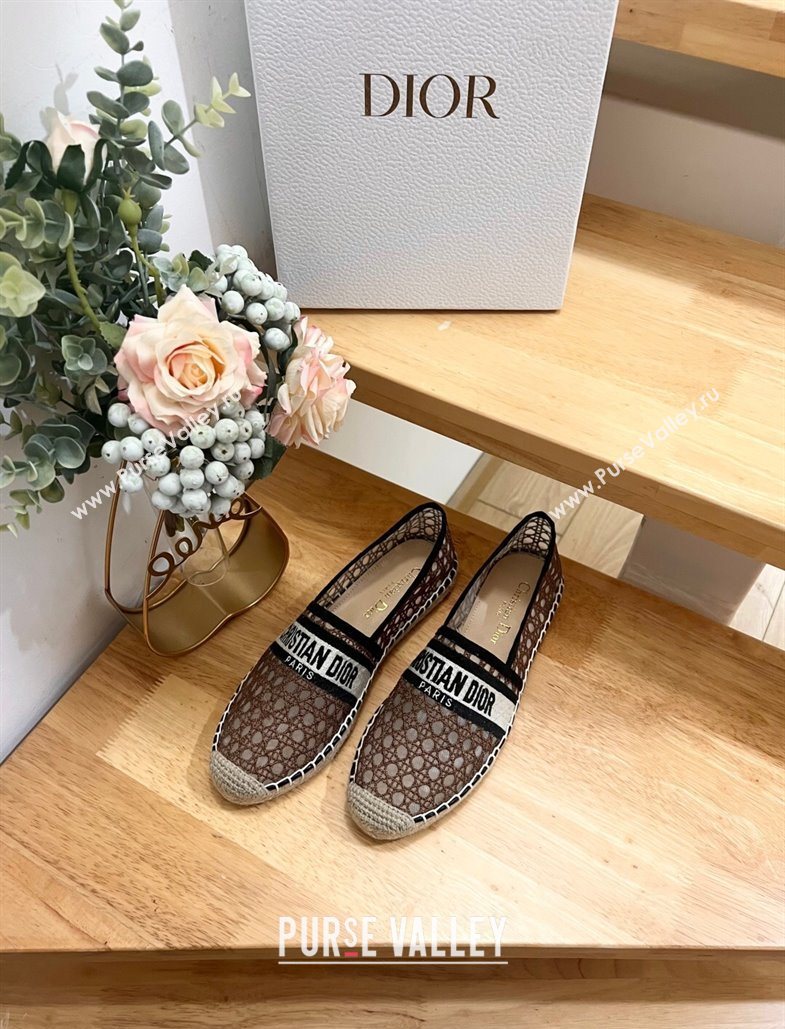 Dior Granville Espadrilles Flat in Cannage Mesh Brown 2025 0605 (MD-250605043)