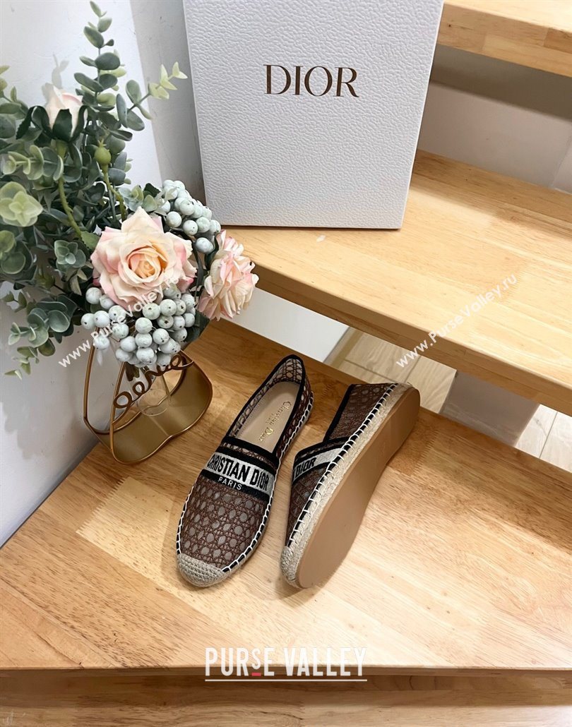 Dior Granville Espadrilles Flat in Cannage Mesh Brown 2025 0605 (MD-250605043)