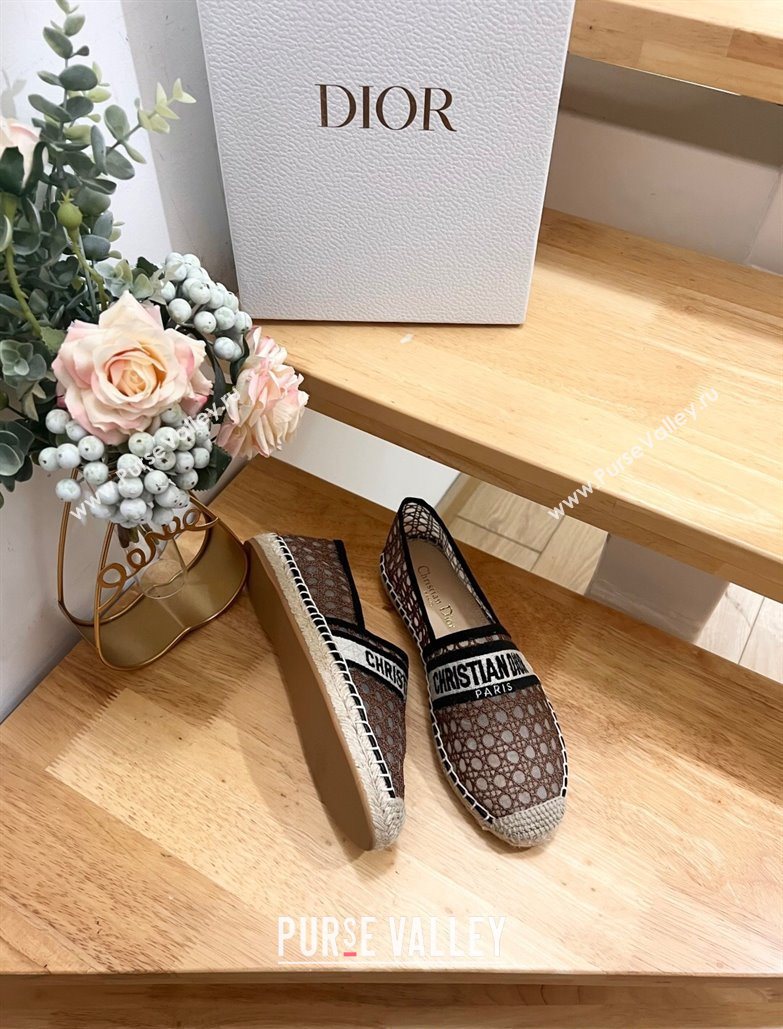 Dior Granville Espadrilles Flat in Cannage Mesh Brown 2025 0605 (MD-250605043)