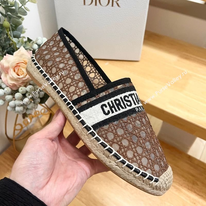 Dior Granville Espadrilles Flat in Cannage Mesh Brown 2025 0605 (MD-250605043)