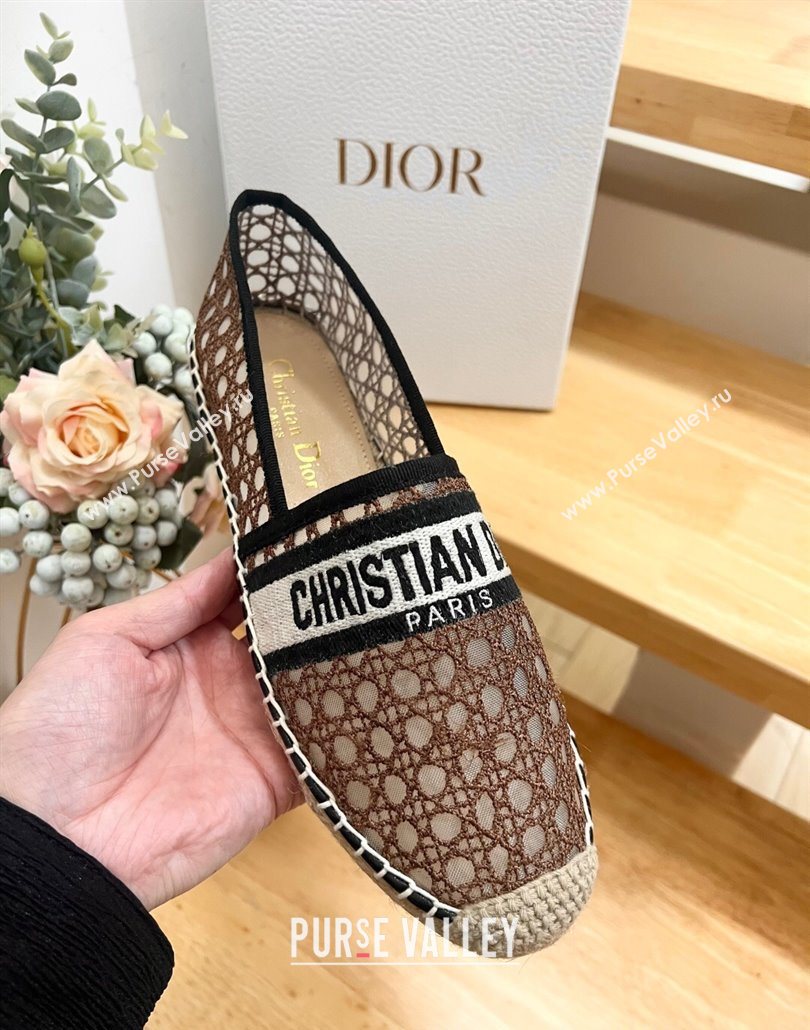 Dior Granville Espadrilles Flat in Cannage Mesh Brown 2025 0605 (MD-250605043)