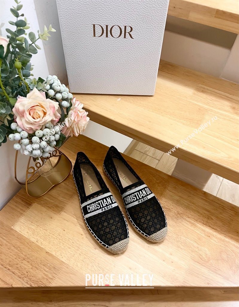 Dior Granville Espadrilles Flat in Cannage Mesh Black 2025 0605 (MD-250605044)