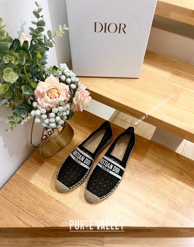 Dior Granville Espadrilles Flat in Cannage Mesh Black 2025 0605 (MD-250605044)
