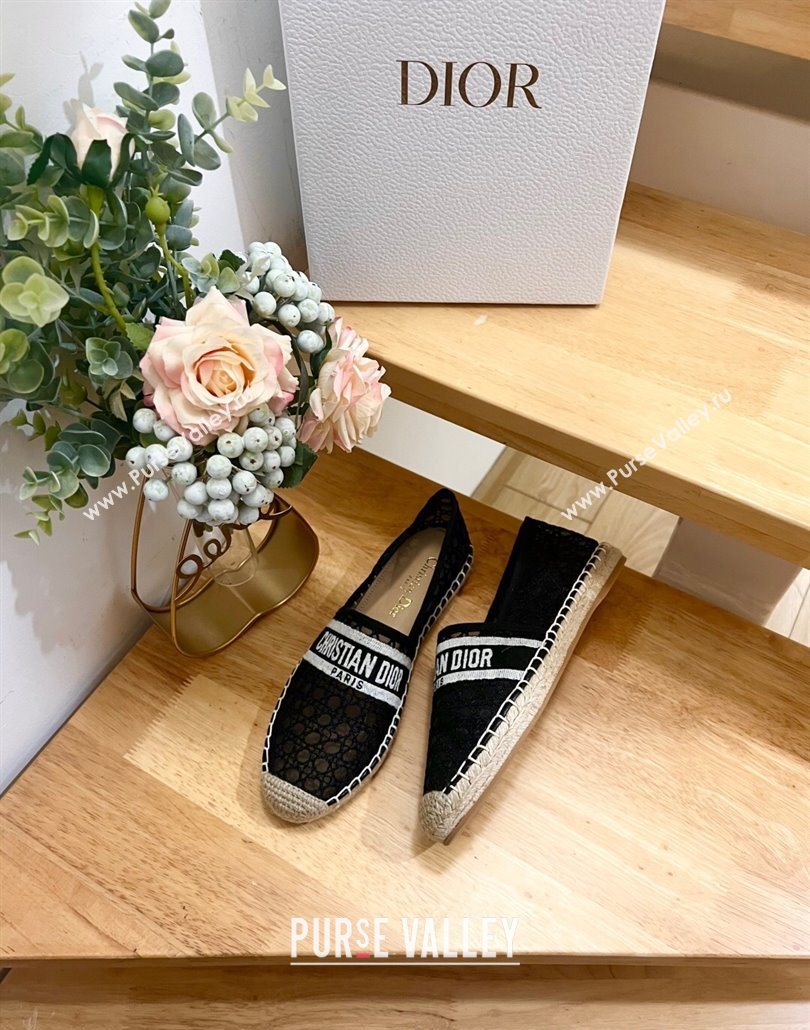 Dior Granville Espadrilles Flat in Cannage Mesh Black 2025 0605 (MD-250605044)