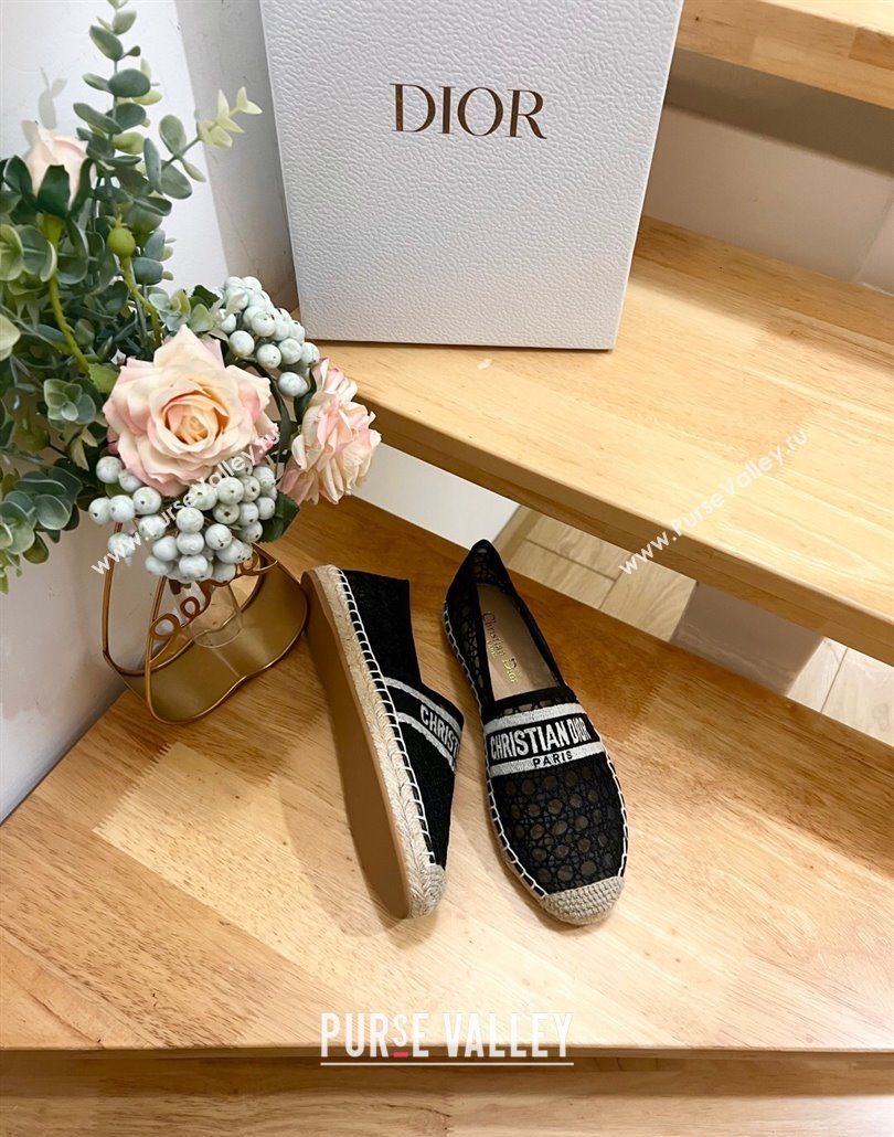 Dior Granville Espadrilles Flat in Cannage Mesh Black 2025 0605 (MD-250605044)