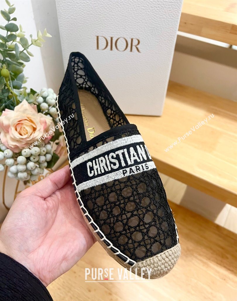Dior Granville Espadrilles Flat in Cannage Mesh Black 2025 0605 (MD-250605044)