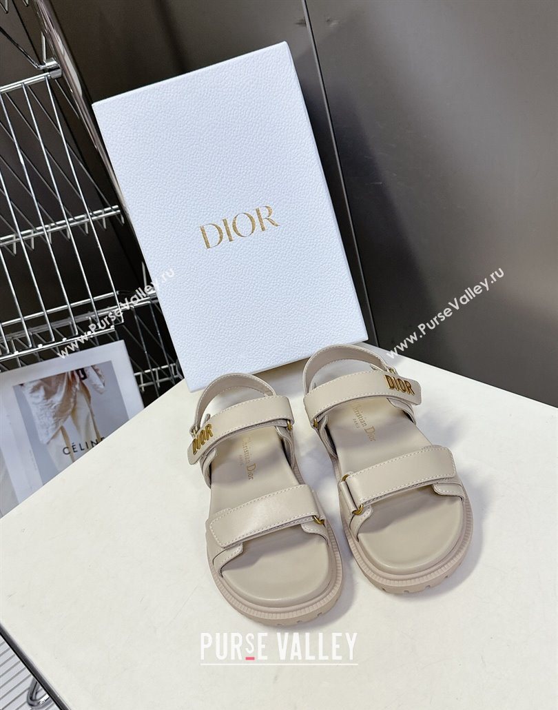 Dior Dioract Flat Strap Sandals in Calfskin Leather Grey 2025 0605 (MD-250605054)