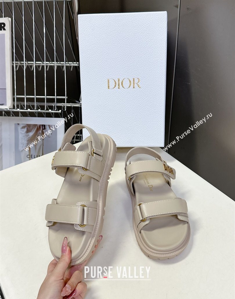 Dior Dioract Flat Strap Sandals in Calfskin Leather Grey 2025 0605 (MD-250605054)