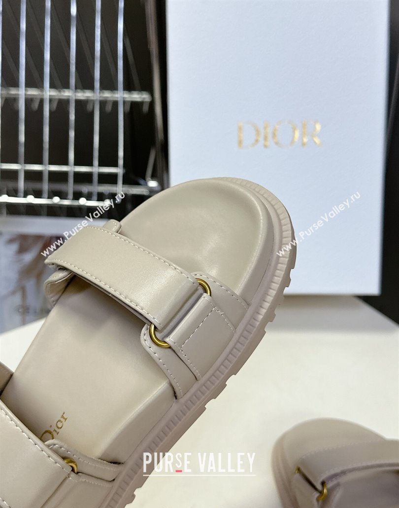 Dior Dioract Flat Strap Sandals in Calfskin Leather Grey 2025 0605 (MD-250605054)