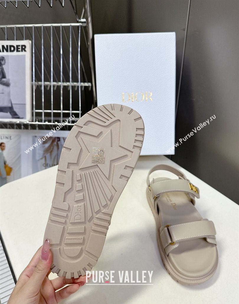 Dior Dioract Flat Strap Sandals in Calfskin Leather Grey 2025 0605 (MD-250605054)