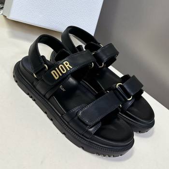 Dior Dioract Flat Strap Sandals in Calfskin Leather Black 2025 0605 (MD-250605055)