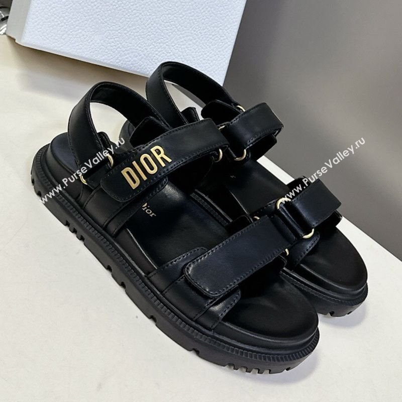Dior Dioract Flat Strap Sandals in Calfskin Leather Black 2025 0605 (MD-250605055)