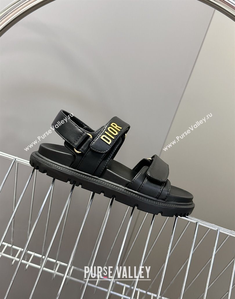 Dior Dioract Flat Strap Sandals in Calfskin Leather Black 2025 0605 (MD-250605055)