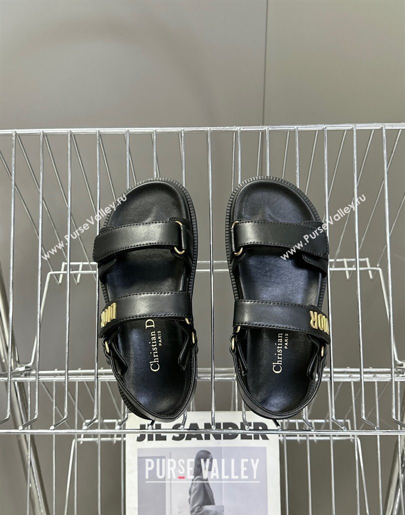 Dior Dioract Flat Strap Sandals in Calfskin Leather Black 2025 0605 (MD-250605055)