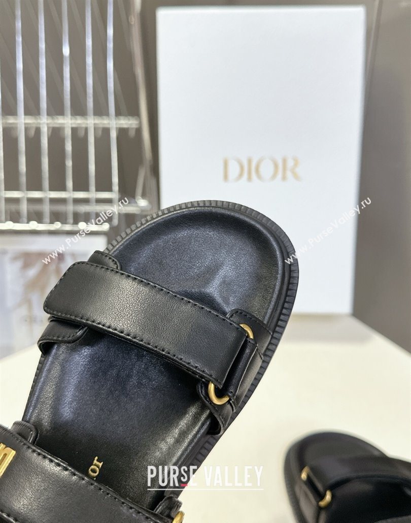Dior Dioract Flat Strap Sandals in Calfskin Leather Black 2025 0605 (MD-250605055)