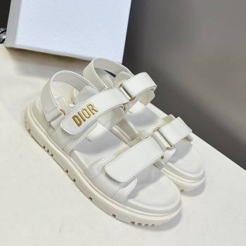 Dior Dioract Flat Strap Sandals in Calfskin Leather White 2025 0605 (MD-250605056)