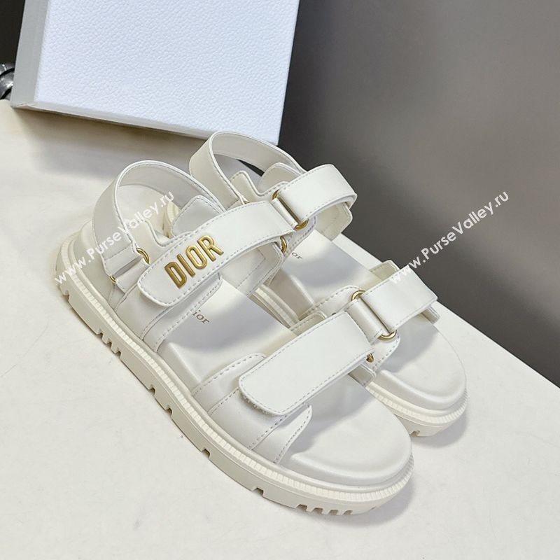 Dior Dioract Flat Strap Sandals in Calfskin Leather White 2025 0605 (MD-250605056)