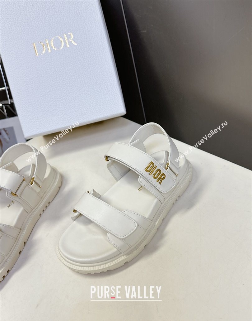 Dior Dioract Flat Strap Sandals in Calfskin Leather White 2025 0605 (MD-250605056)
