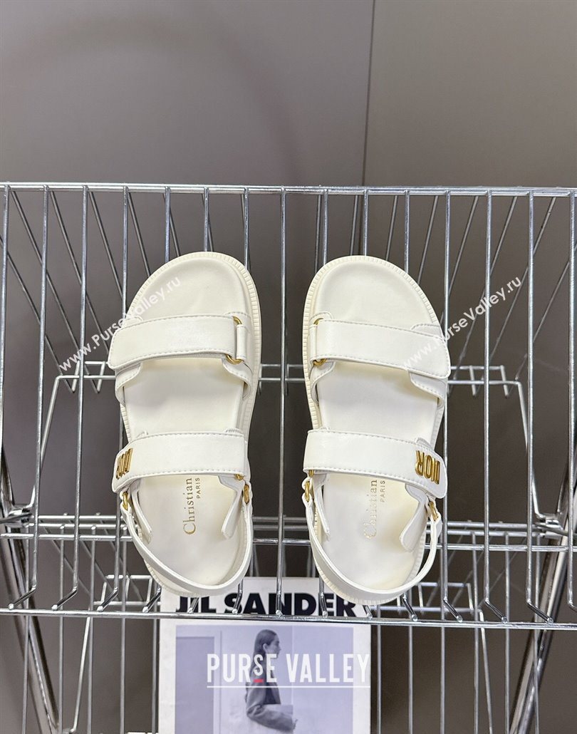 Dior Dioract Flat Strap Sandals in Calfskin Leather White 2025 0605 (MD-250605056)