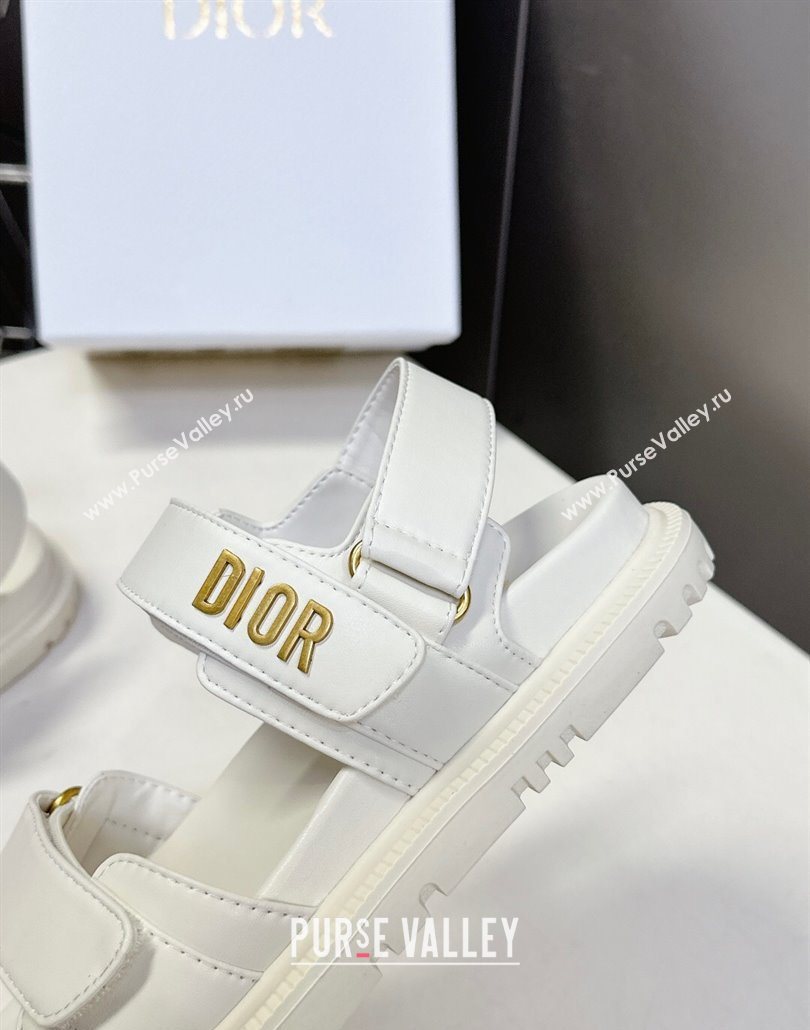 Dior Dioract Flat Strap Sandals in Calfskin Leather White 2025 0605 (MD-250605056)
