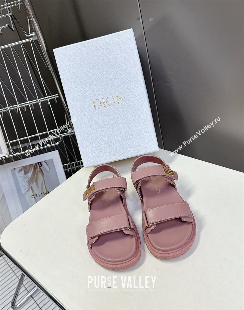 Dior Dioract Flat Strap Sandals in Calfskin Leather Pink 2025 0605 (MD-250605057)