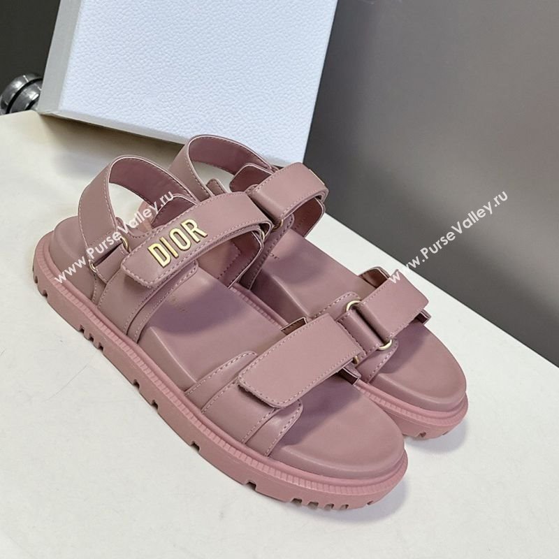 Dior Dioract Flat Strap Sandals in Calfskin Leather Pink 2025 0605 (MD-250605057)
