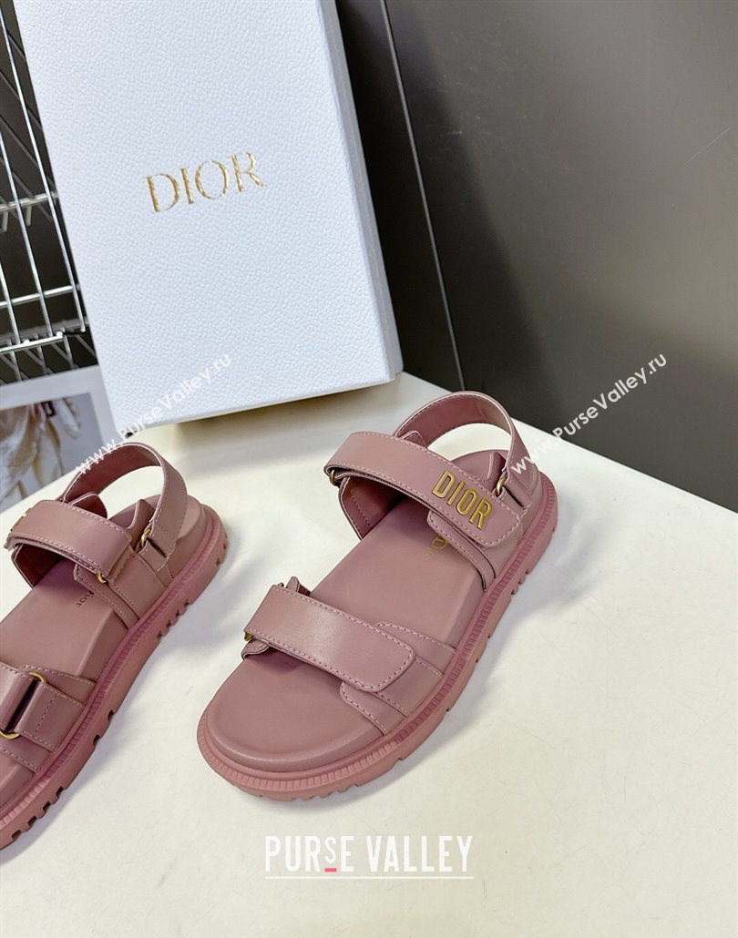 Dior Dioract Flat Strap Sandals in Calfskin Leather Pink 2025 0605 (MD-250605057)